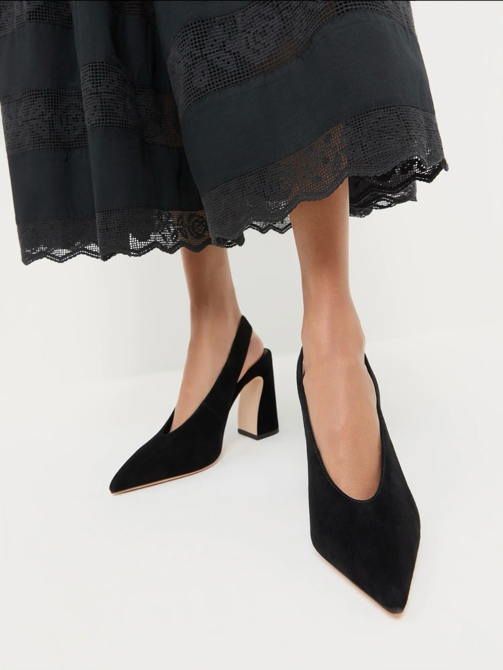 Loeffler Randall black suede slingback pumps size 7